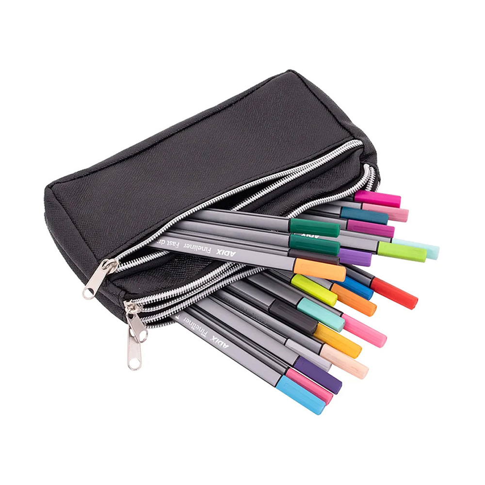Estuche Escolar Triple Cierre Negro Adix - Imagen 2