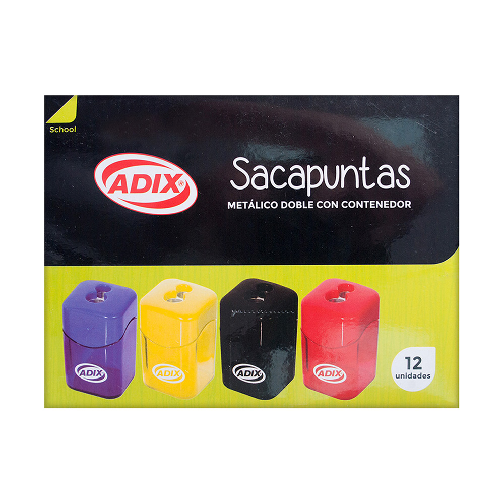 Sacapuntas Metálico Doble c/Contenedor Surtido Adix - Imagen 2