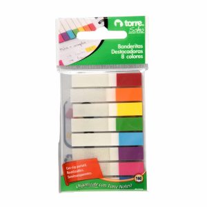 Banderitas Resaltadoras de Texto 8 Colores Semi Transparente 160 Ud Torre