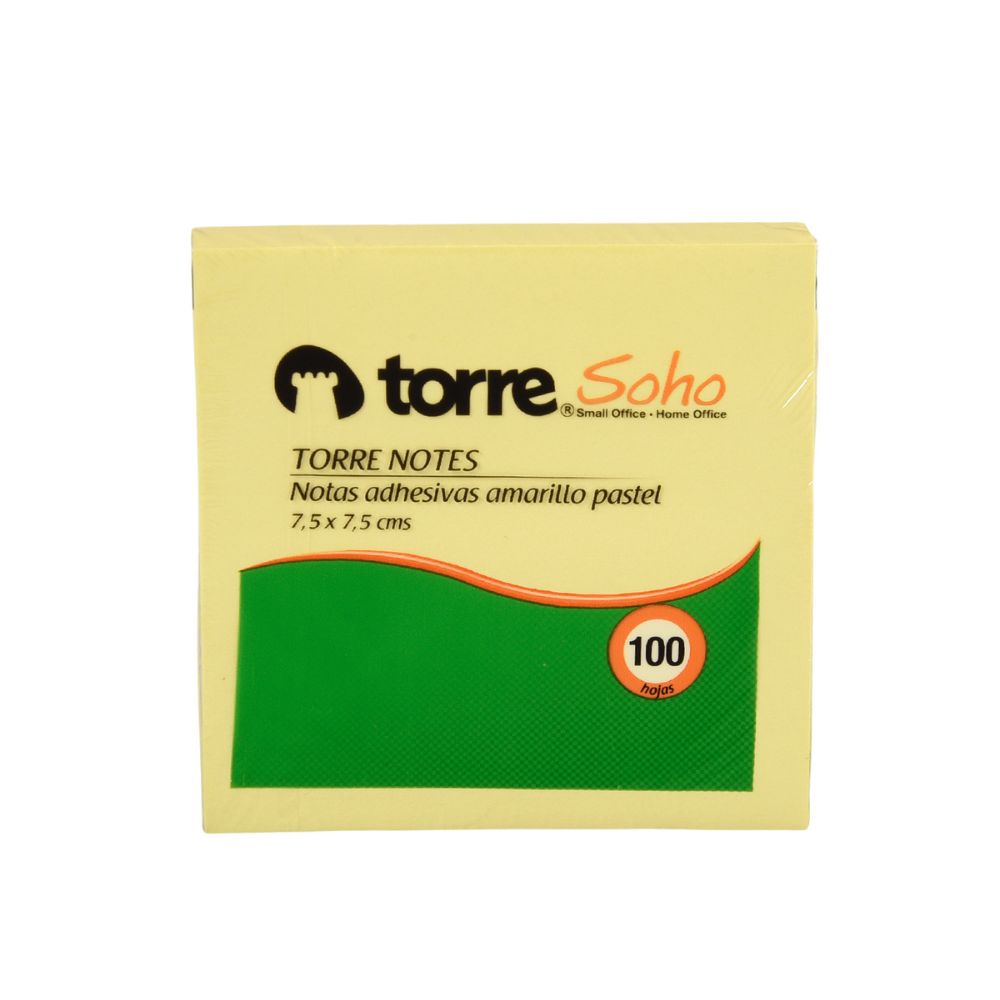 Notas Adhesivas Amarillo 7.5x7.5cm 100 Hj Torre
