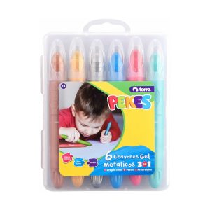Crayones Gel 3 En 1 Metálicos Pekes Torre 6uds Torre