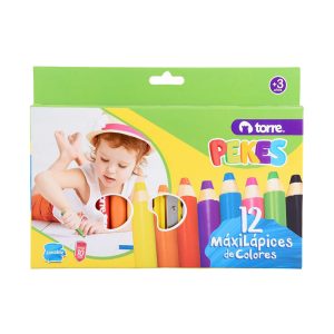 Ste 12 Lápices de Colores Pekes + Sacapuntas Torre