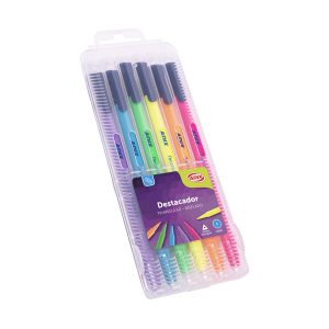 Set 6 Resaltadores c/Caja Plástica Colores Adix
