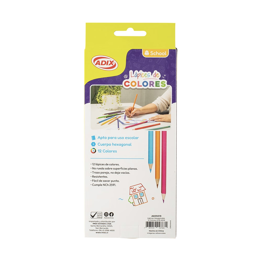 Set 12 Lápices de Colores Hexagonal Adix - Imagen 5