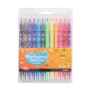 Set 12 Brush Pen/Punta Fina Colores Kids Adix