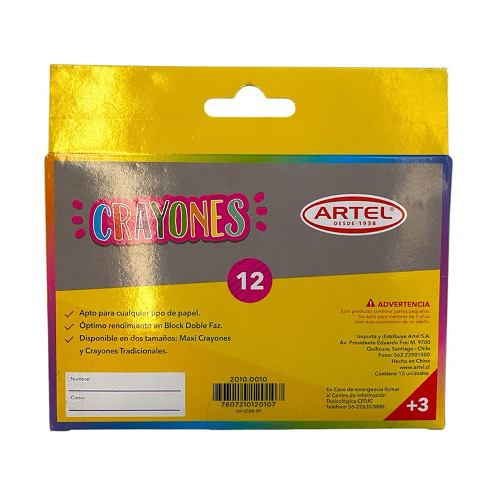 Crayones 12 Colores Artel - Imagen 4