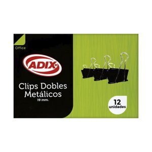 Clip Doble Negro 19 mm 12 Uds Adix