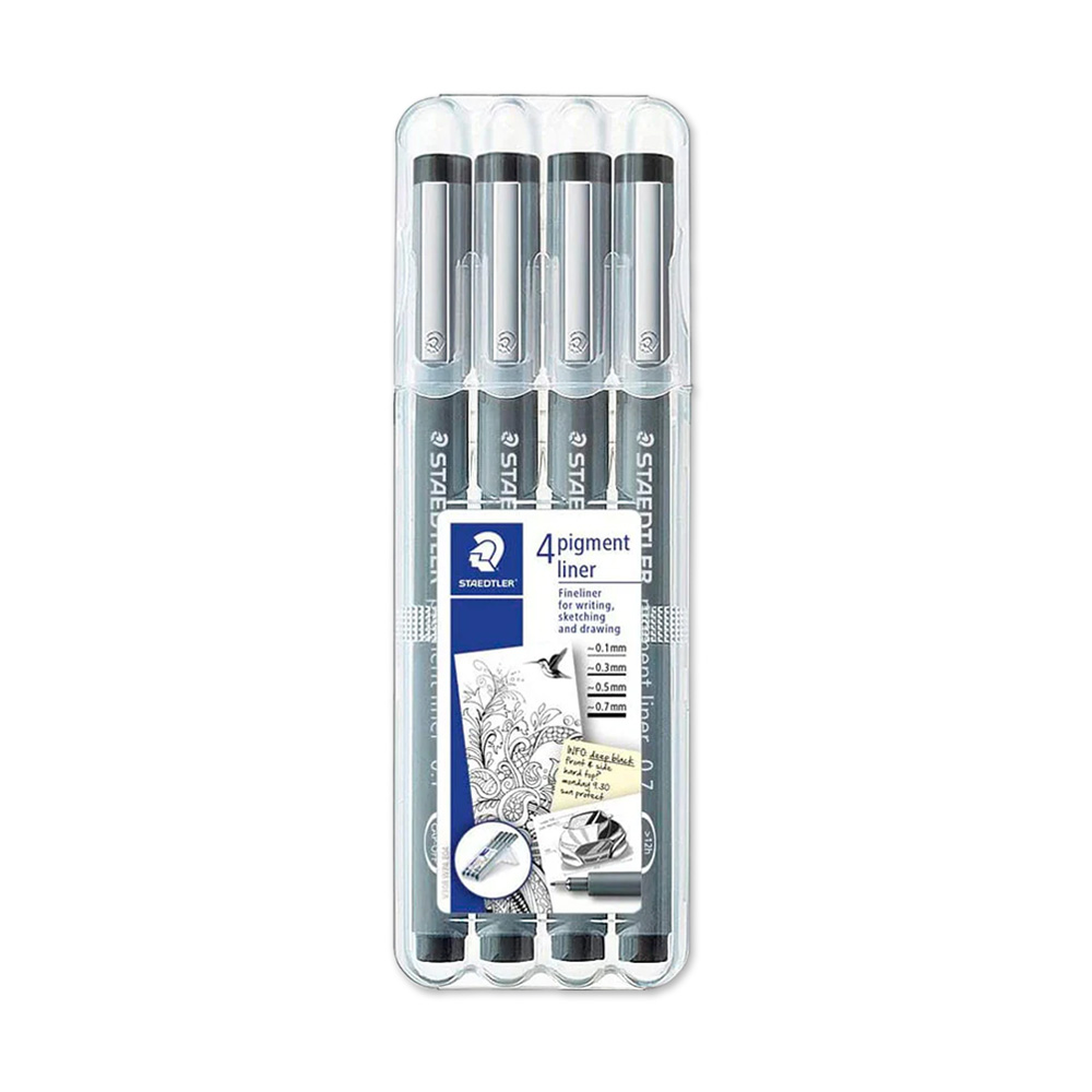 Set 4 Plumillas de Dibujo Permanente Fineliner 308 Negro Staedtler