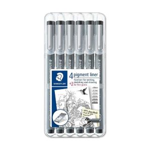 Set 6 Plumillas de Dibujo Permanente Fineliner 308 Negro Staedtler