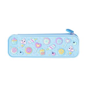 Estuche Escolar Silicona Diseños Celeste Adix