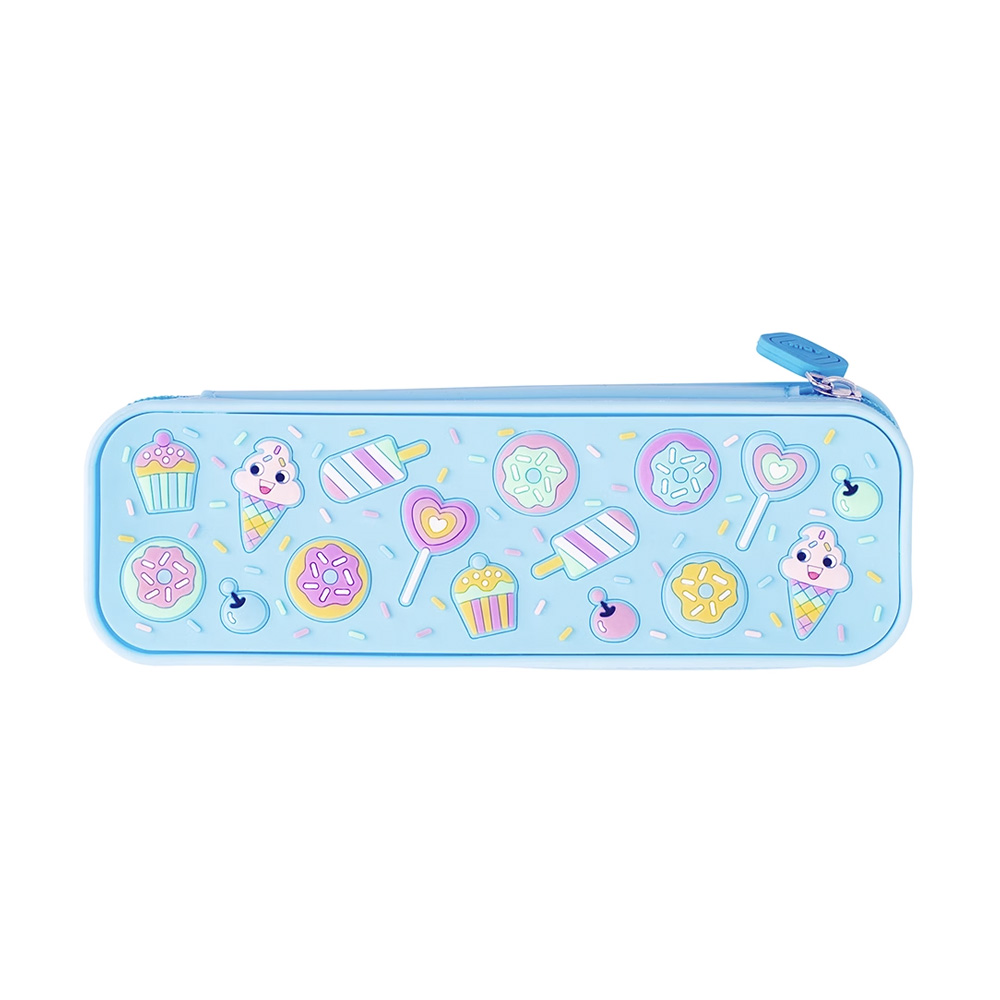 Estuche Escolar Silicona Diseños Celeste Adix