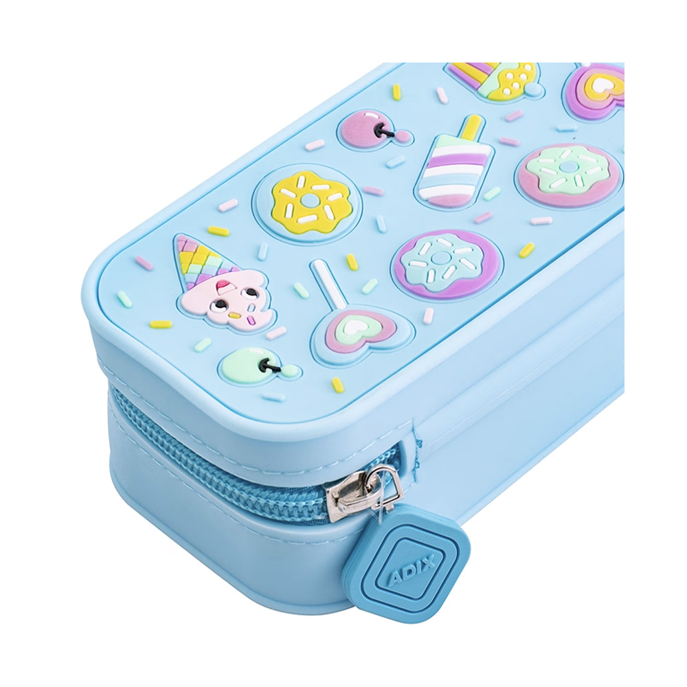 Estuche Escolar Silicona Diseños Celeste Adix - Imagen 3